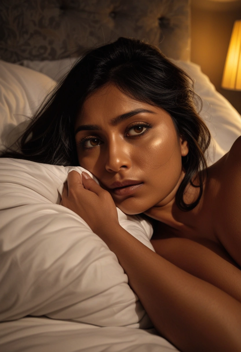 Priya from Hyderabad taking naked mirror selfies in bed at night